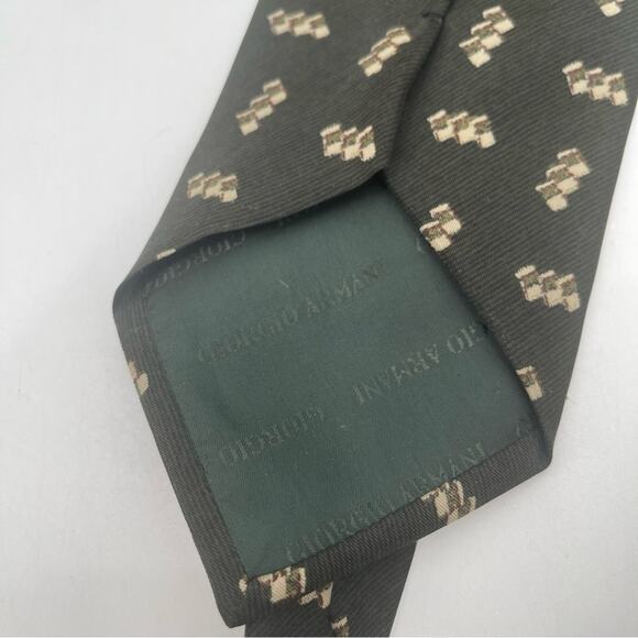 GIORGIO ARMANI Collezioni Silk Tie Green Made In Italy Designer Luxury Mens - Picture 7 of 8